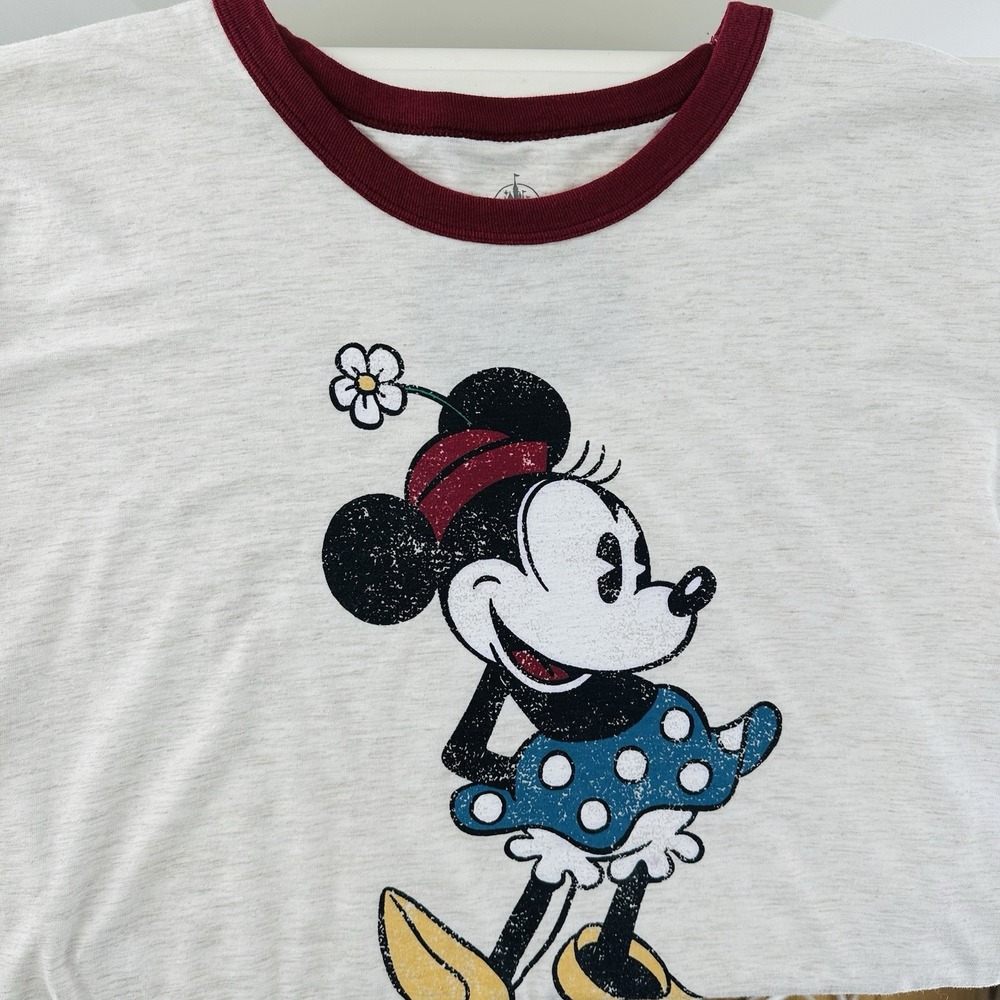 Retro Vintage Style Mickey Mouse Disney Blue Ringer‎ T Shirt Women's Size XL